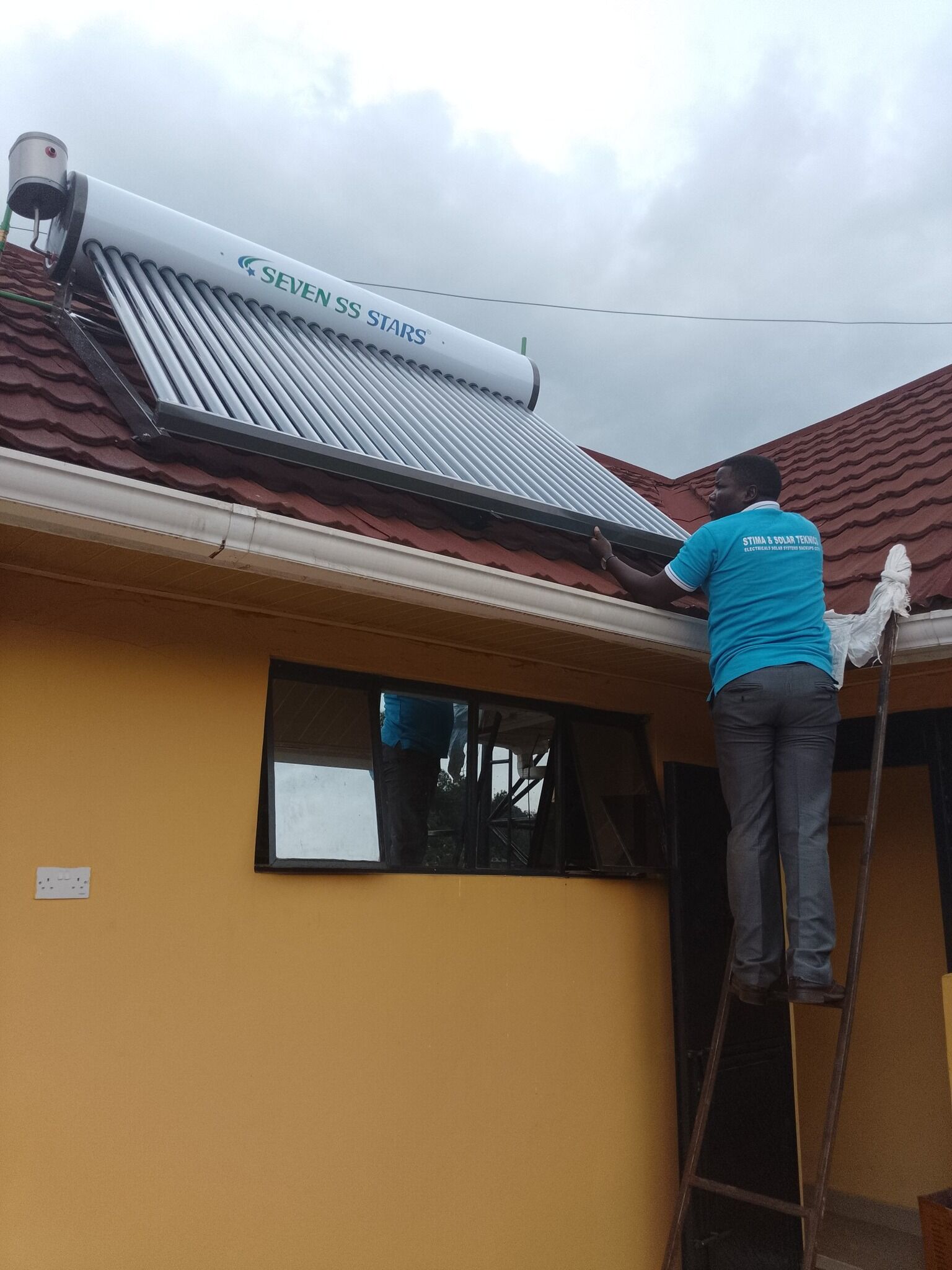 Solar  water heating system installation